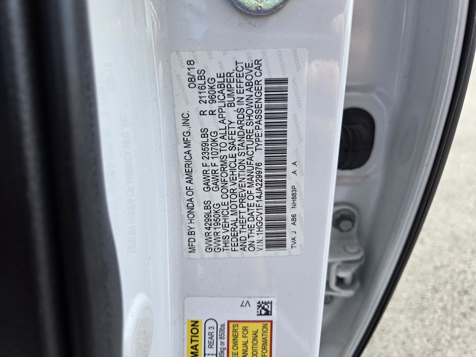 2018 Honda Accord Sedan LX 1.5T