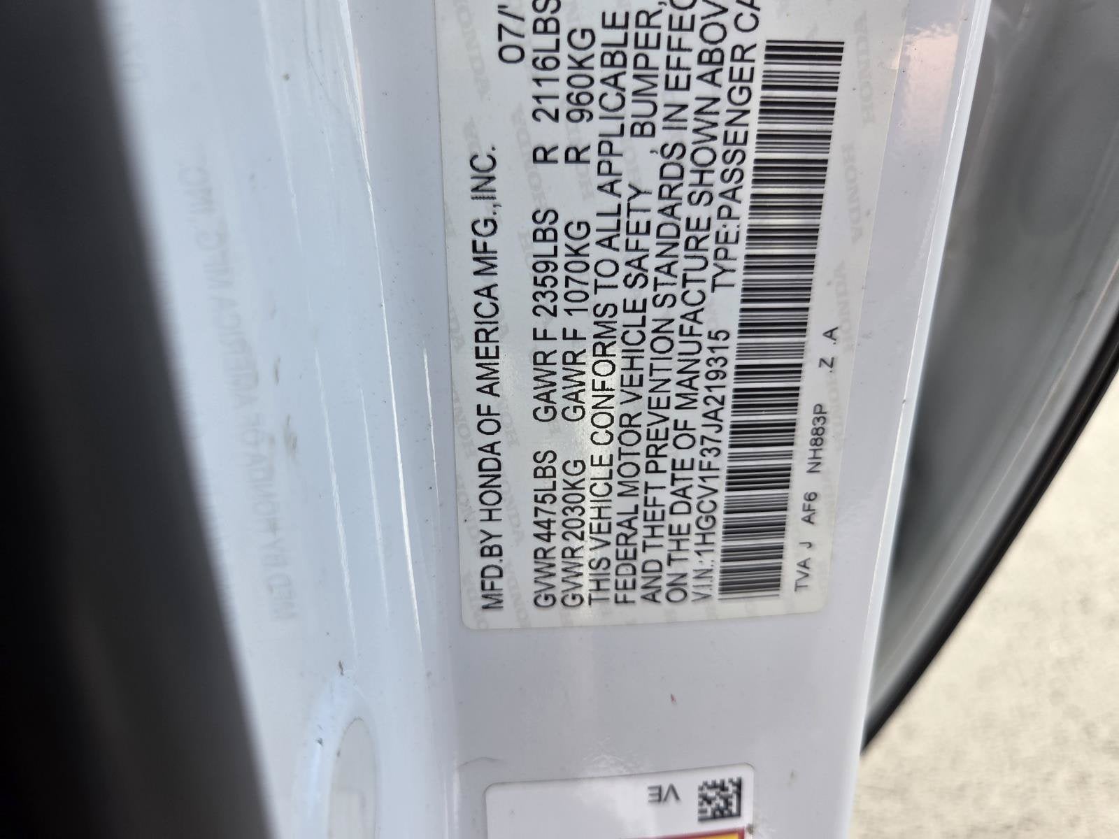 2018 Honda Accord Sedan Sport 1.5T