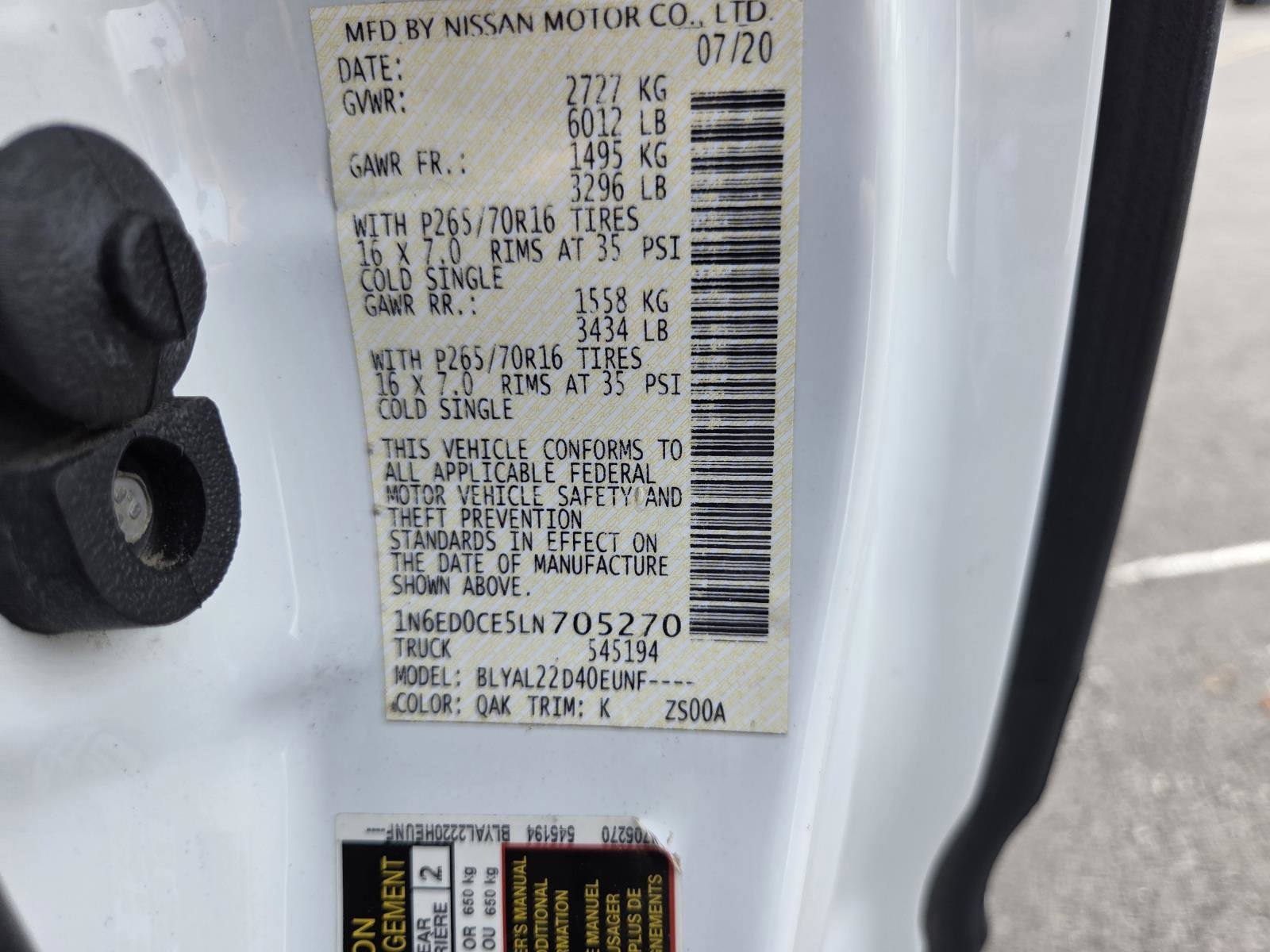 2020 Nissan Frontier SV